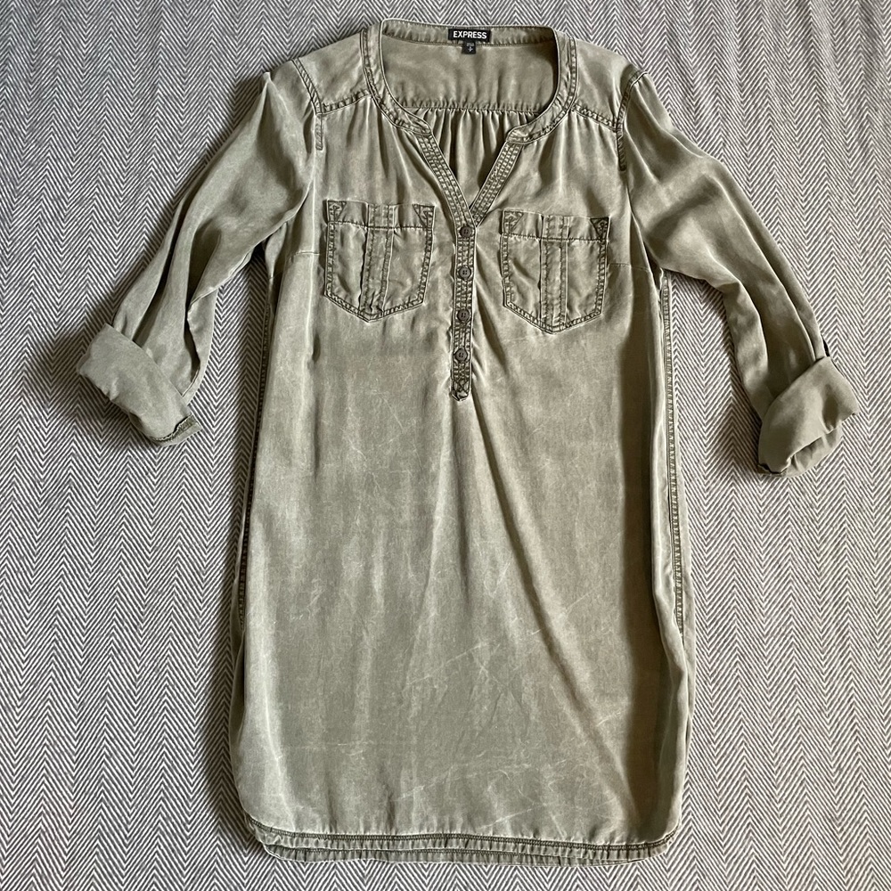 EXPRESS OLIVE GREEN SHIRT DRESS